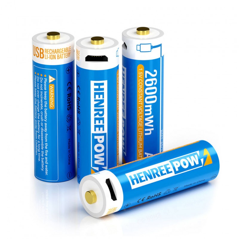 Baterai Lithium AA 2600 Henreepow Rechargeable